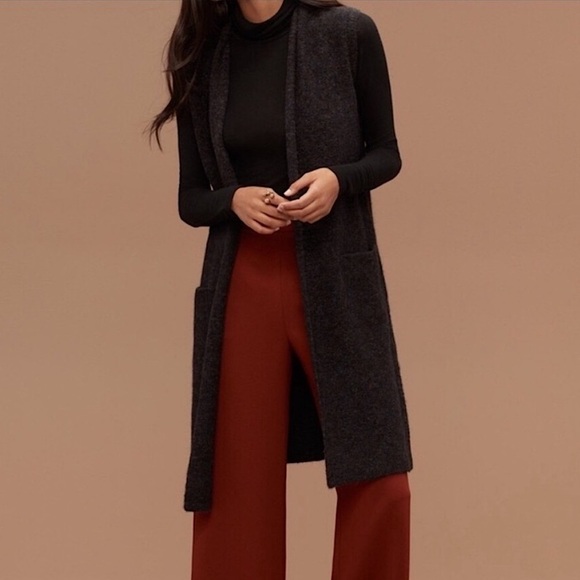 Wilfred Aritzia Dunkirk Merino Wool Long Sweater Vest Duster Ashen Grey Small - Picture 2 of 10